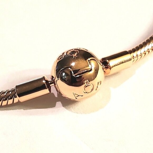 Authentic NEW Pandora Moments Snake Chain Bracelet 14K Rose Gold plated - Picture 4 of 9